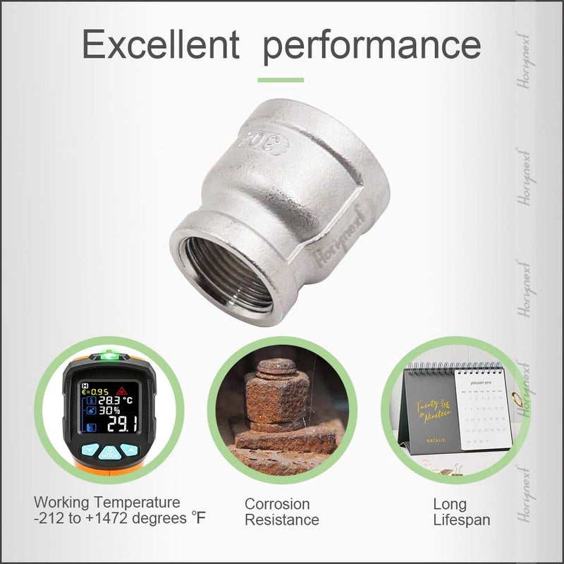 Horiznext NPT 1-3/4 female hose adapter,water pipe reducer fittingï¼Œstainless steel double connector for garden, drain, home, gas, air, fuel, plumbing, machining (2 pcs) - Image 3